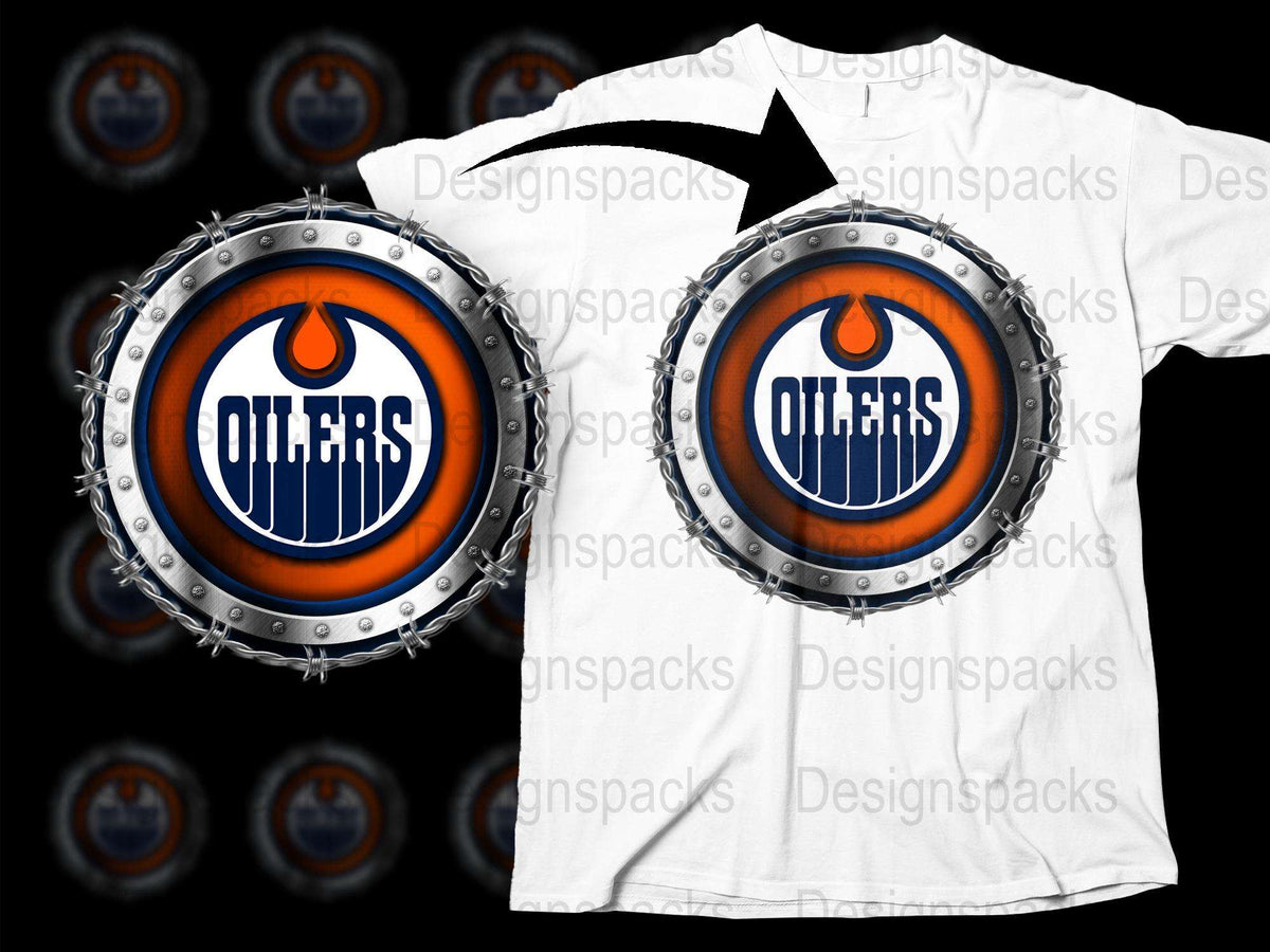 Chain Link Frame Oilers Graphic T-Shirt, Trendy Sports Team Fan Apparel, Unisex Casual Wear