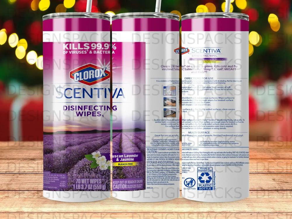 Clorox Scentiva disinfecting wipes, Tuscan Lavender & Jasmine, 70 wet wipes.