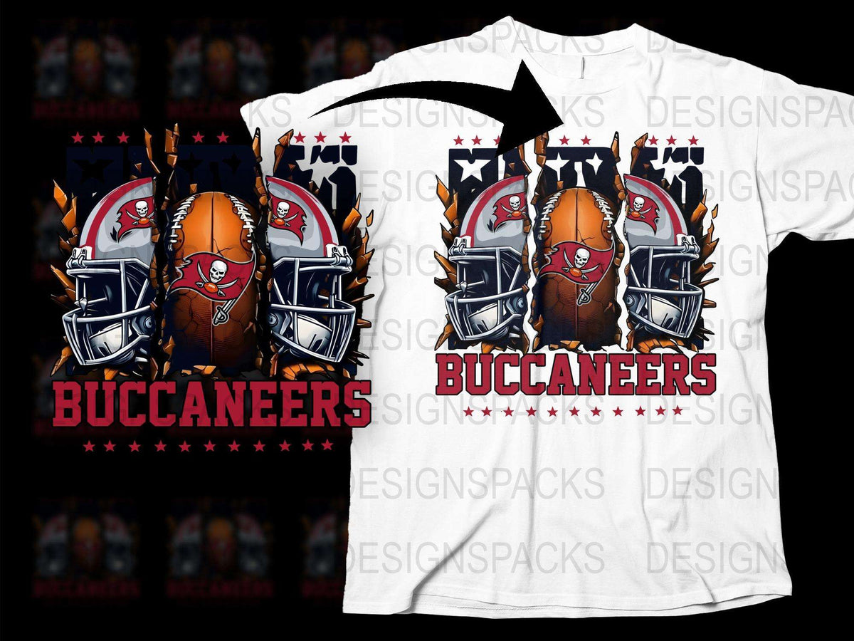 Buccaneers Graphic T-Shirt, NFL Team Logo Tee, Football Fan Apparel, Sporty Casual Wear, Unisex White Shirt