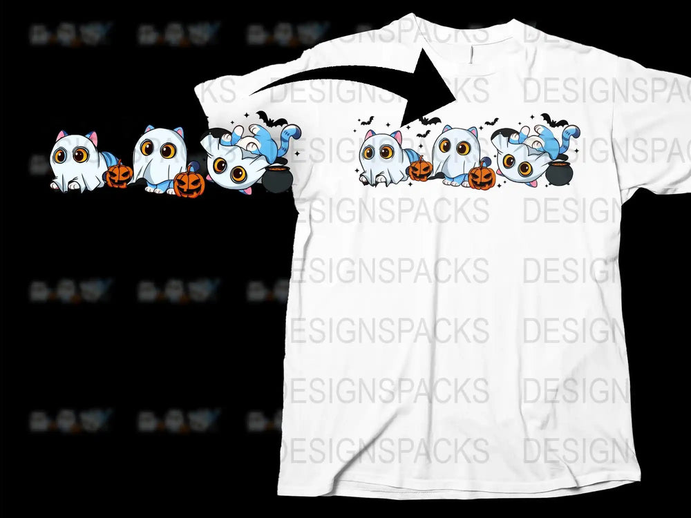 Cute Ghost and Pumpkin Halloween T-Shirt, Fun Spooky Cartoon Graphic Tee, Children and Adult Sizes Available