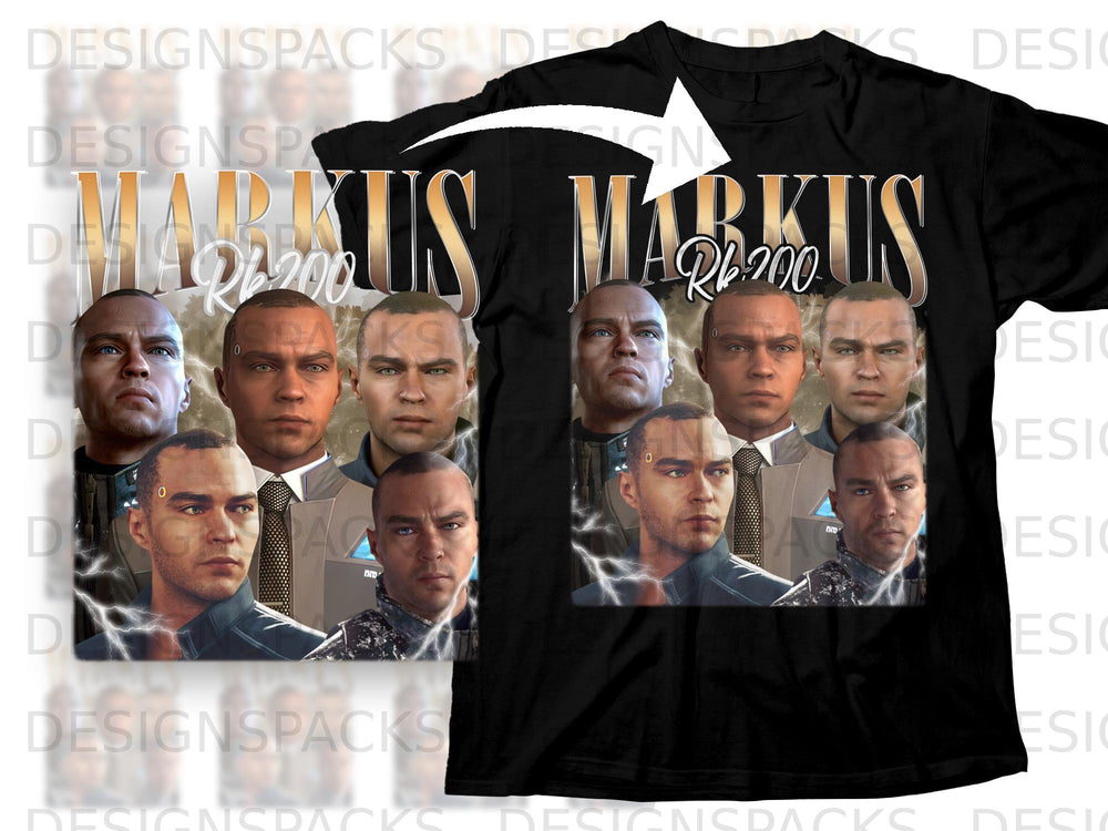 Collage of Markus from Detroit: Become Human with text.