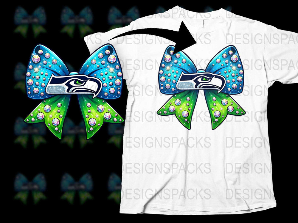Colorful Rhinestone Bow Hair Clips and Matching T-Shirt, Cheer Accessories, Sparkly Sports Fan Gear, Gift Idea