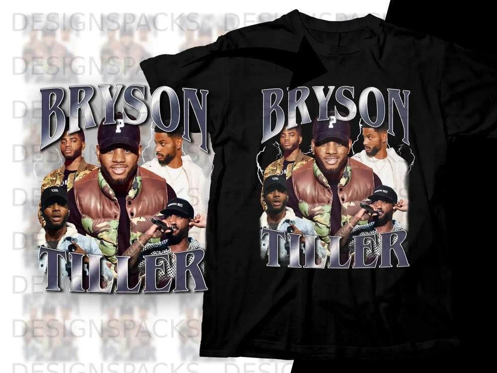 Bryson Tiller graphic t-shirt with album art collage.