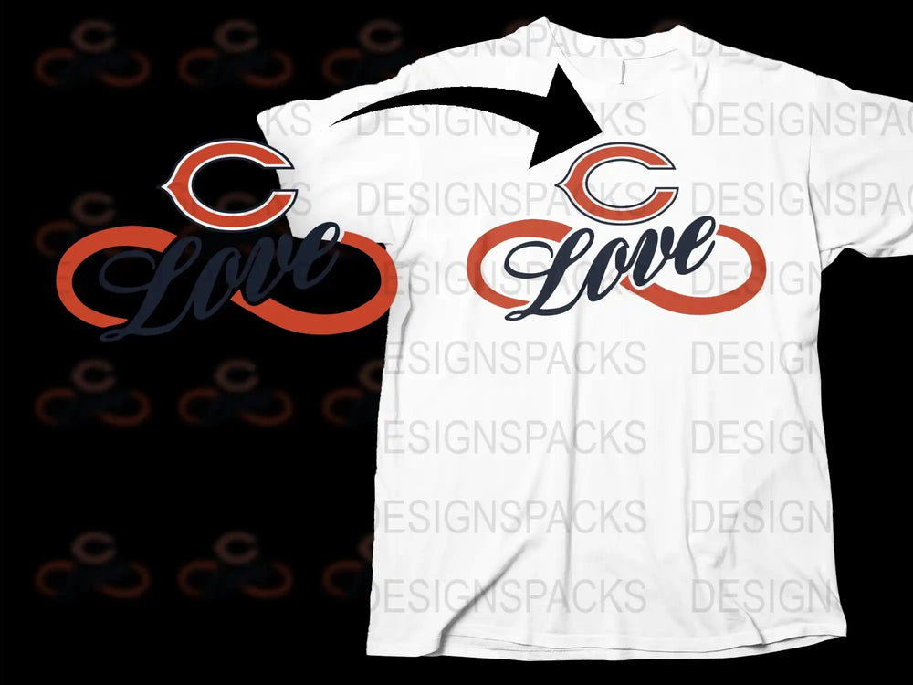 Chicago Sports Fan T-shirt, Love Chicago Football Team, Graphic Tee, Unisex Cotton Shirt, Gift for Sports Enthusiasts