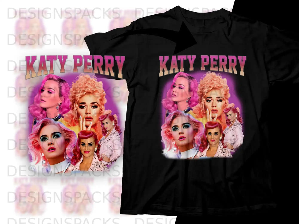Katy Perry collage t-shirt design with three portraits of the singer.