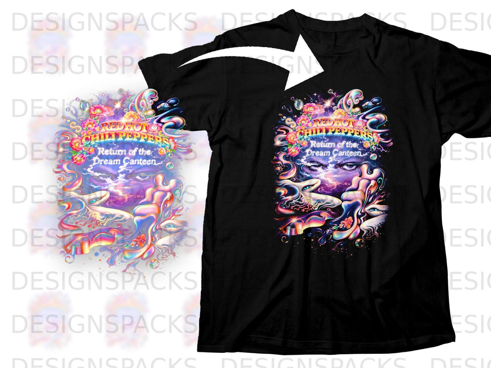 Red Hot Chili Peppers "Return of the Dream Canteen" album art on a black t-shirt.