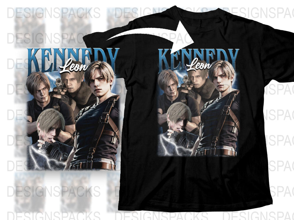 Resident Evil Leon Kennedy Graphic T-Shirt, Video Game Inspired Tee, Fan Art Apparel, Unique Gift Idea