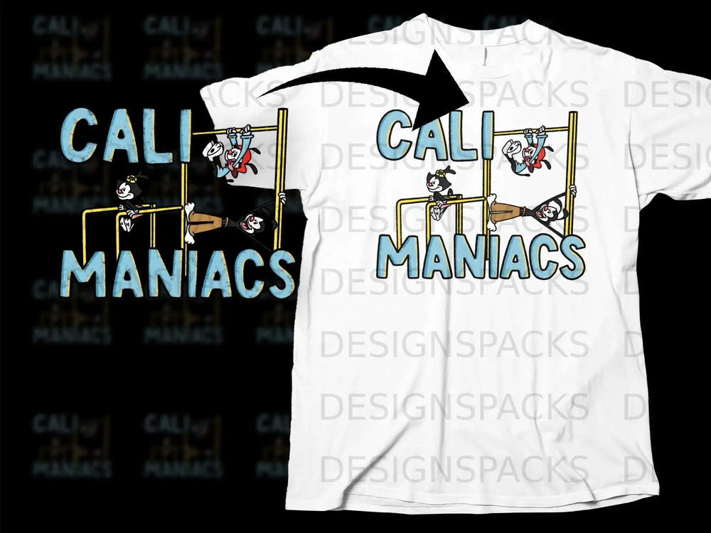 CALI MANIACS Cartoon Graphic T-Shirt Design Product