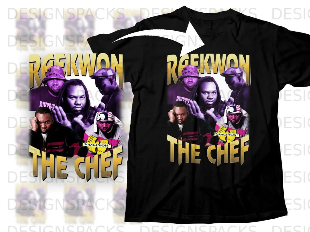 Raekwon "The Chef" graphic tee with portraits of three men.