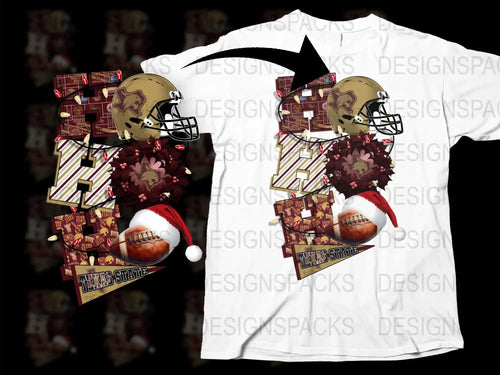 Florida State Football Helmet Design T-Shirt, Sports Fan Gift, College Football Apparel, Unique Graphic Tee, Santa Hat Christmas Edition