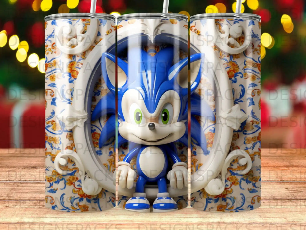 Sonic the Hedgehog character in a decorative oval frame.