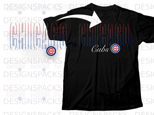 Black t-shirt with blue and red 
