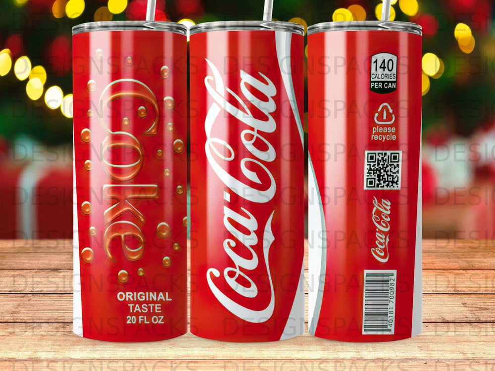 Coca-Cola 20 fl oz can with original taste branding and calorie information.