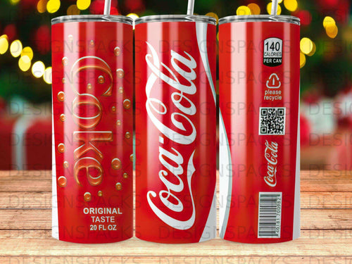 Coca-Cola 20 fl oz can with original taste branding and calorie information.