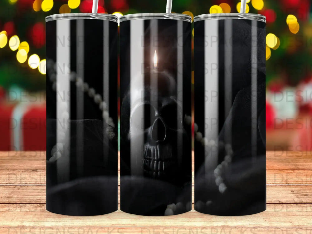 Mystical Skull Candle Black Beads Unique Design Tumbler product type