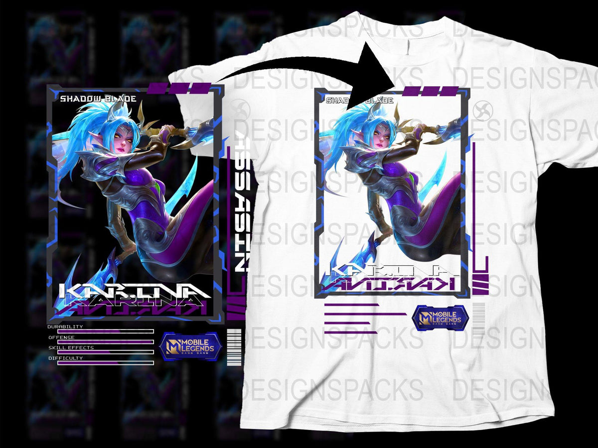 Mobile Legends Karina Shadow Blade Graphic T-Shirt, Gaming Merchandise, Anime Style, Unisex Apparel