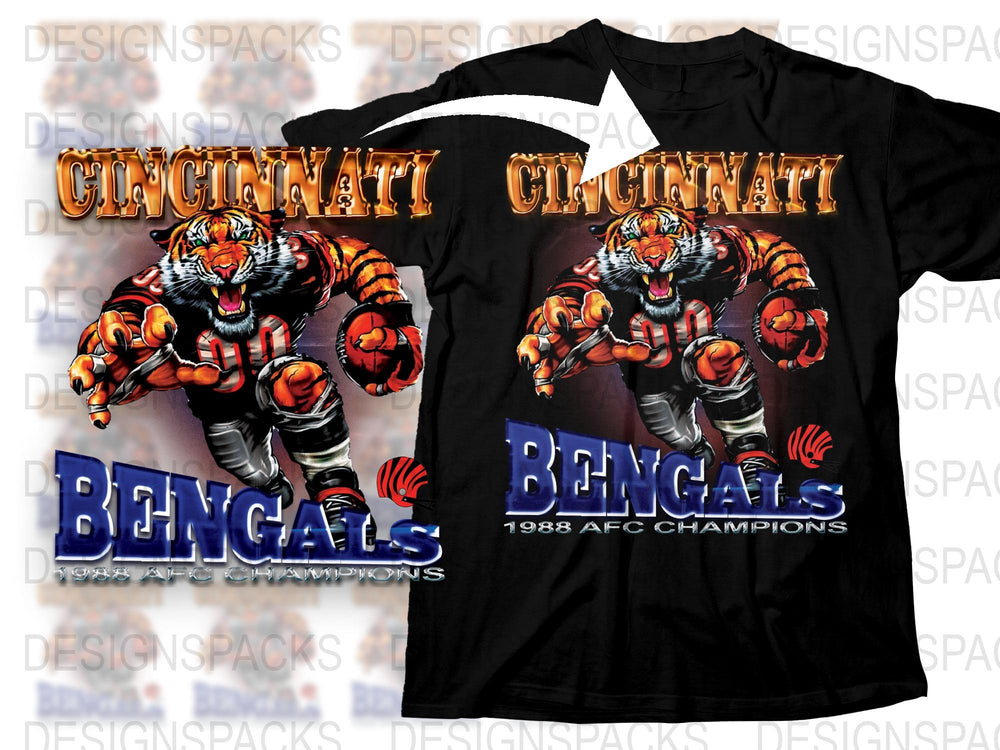 Cincinnati Bengals 1988 AFC Champions T-Shirt, Vintage Tiger Graphic Tee, Sports Fan Apparel, Collectible Football Shirt