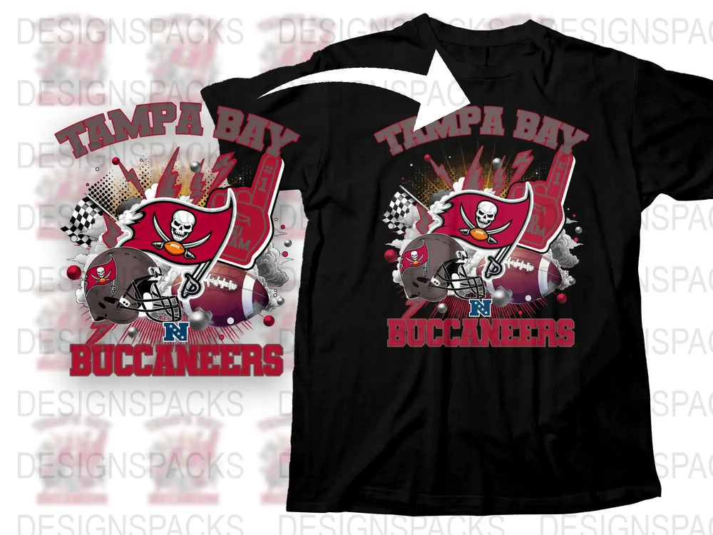 Tampa Bay Buccaneers T-Shirt, Graphic Pirate Ship Design, Sports Fan Apparel, Unisex Black Tee