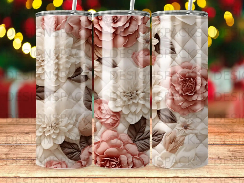 Floral pattern on a tumbler with watermark.