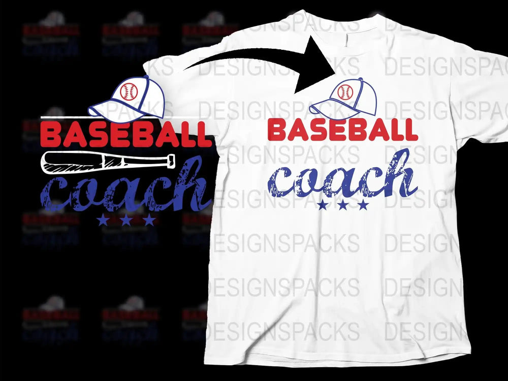 Baseball Coach T-Shirt, Graphic Sport Tee, Men's White Cotton Shirt, Team Coach Gift, Athletic Apparel