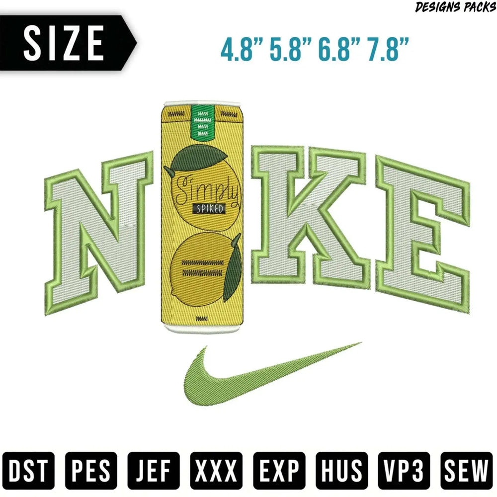 Nike logo with "Simply Spiked" can, showing sizes and file formats.