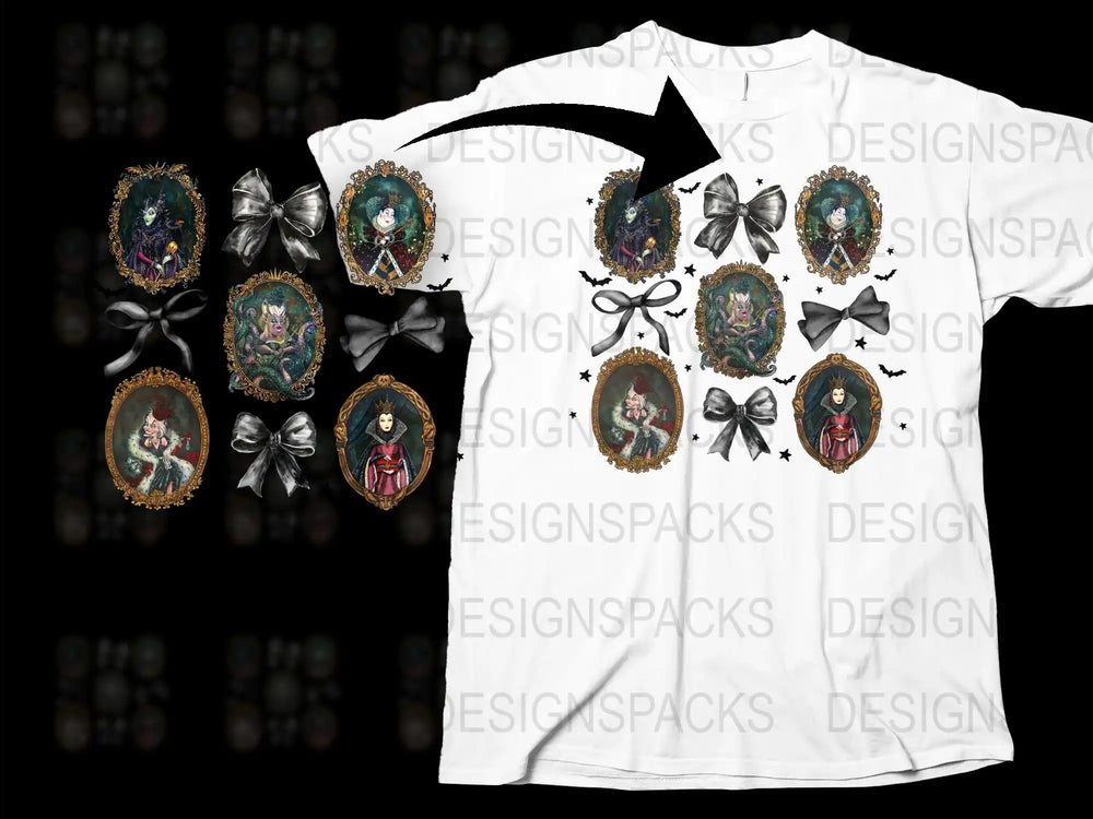 Gothic Fantasy Art T-Shirt, Dark Vintage Witch and Cat Graphics, Mystical Occult Clothing