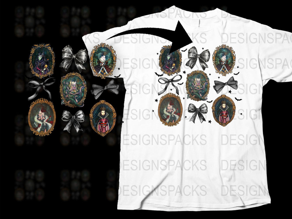 Gothic Fantasy Art T-Shirt, Dark Vintage Witch and Cat Graphics, Mystical Occult Clothing