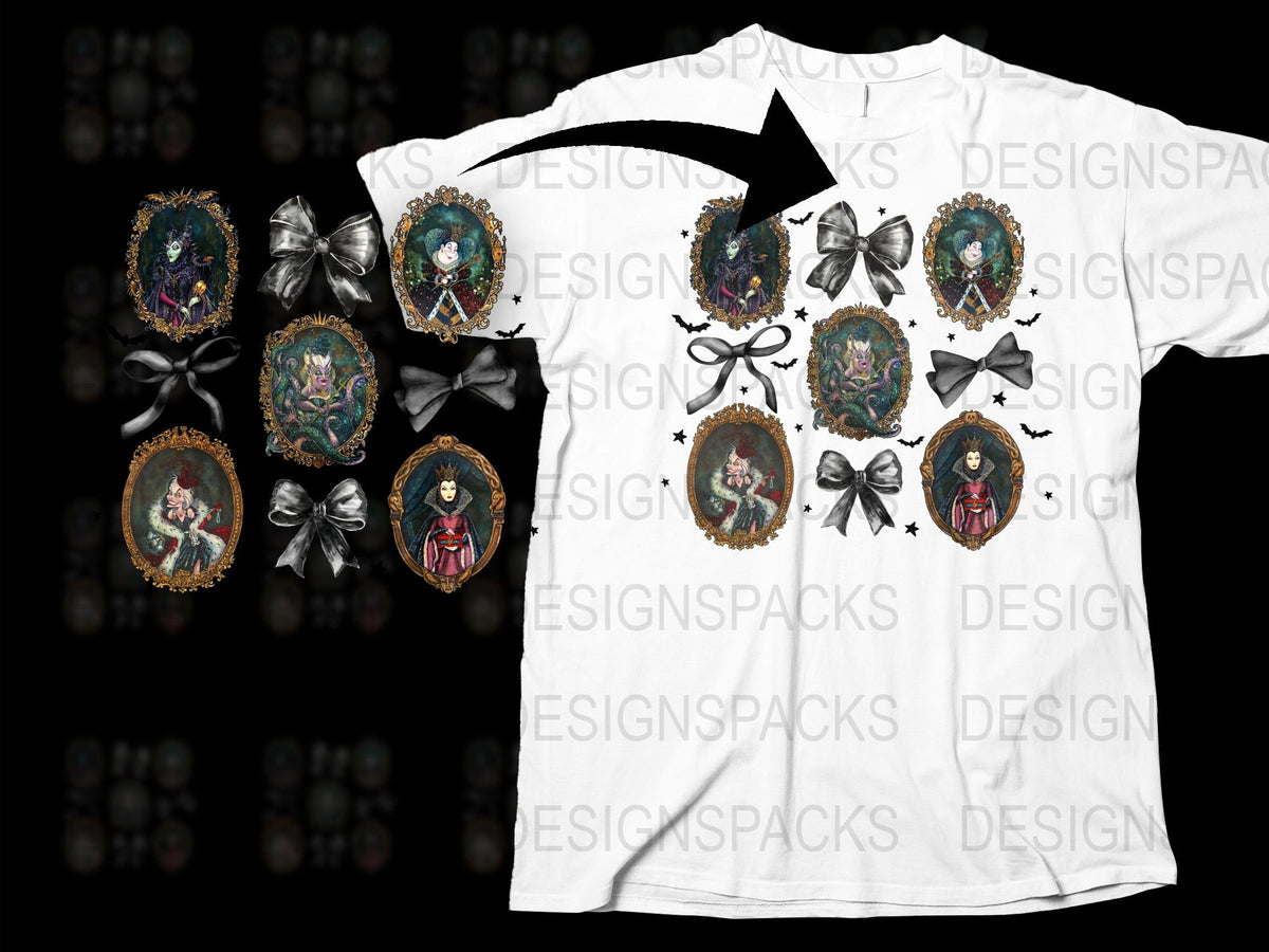 Gothic Fantasy Art T-Shirt, Dark Vintage Witch and Cat Graphics, Mystical Occult Clothing