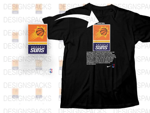 Phoenix Suns Basketball Team T-Shirt, Official NBA Black Tee, Sports Fan Apparel, Men's Fashion Clothing