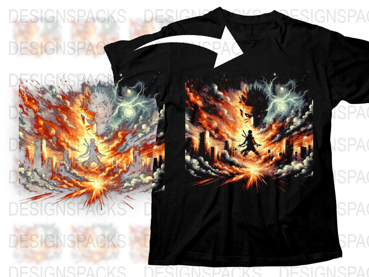 Men's Graphic T-Shirt with Explosive Sci-Fi Battle Design, Unique Space Warrior Print, Casual Wear