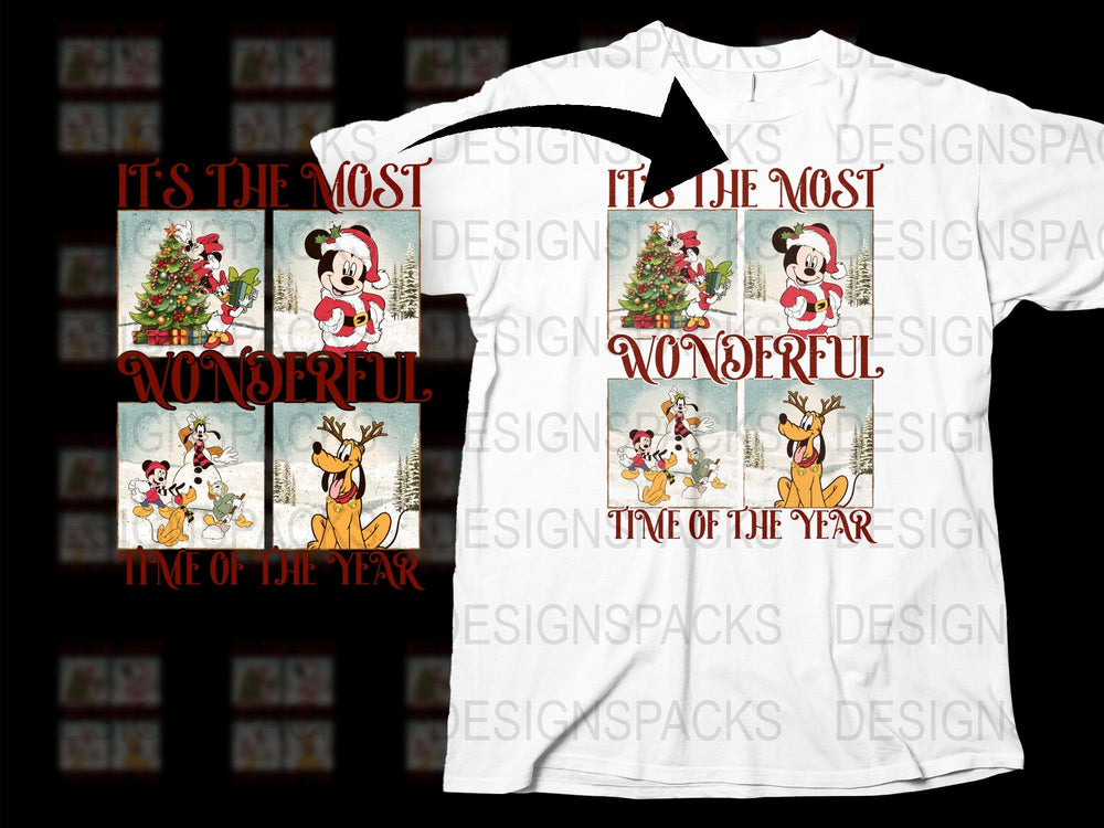 Christmas Mickey Mouse T-Shirt, Holiday Disney Characters Tee, Festive Winter Apparel for Family