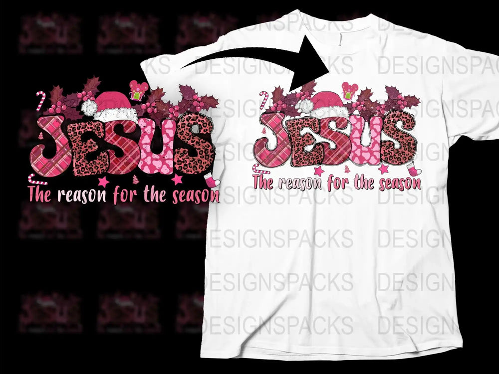 Jesus The Reason for The Season T-Shirt, Christmas Holiday Christian Tee, Festive Religious Apparel for Men and Women