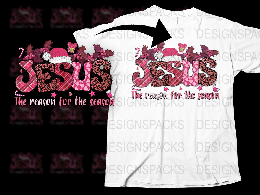 Jesus The Reason for The Season T-Shirt, Christmas Holiday Christian Tee, Festive Religious Apparel for Men and Women