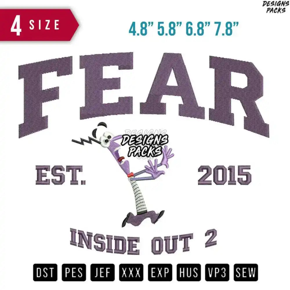 Fear Est 2015 Inside out Cartoon Embroidery Design