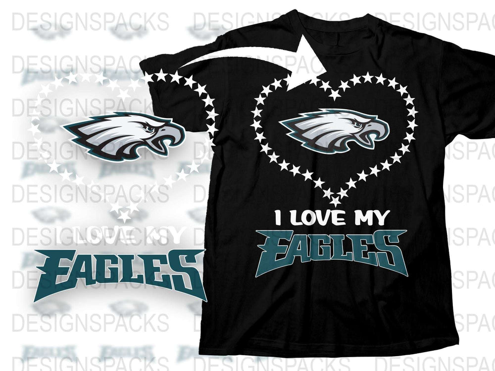 Philadelphia Eagles Fan T-Shirt, I Love My Eagles Graphic Tee, Sports Team Support Shirt, Unisex Black Cotton Top