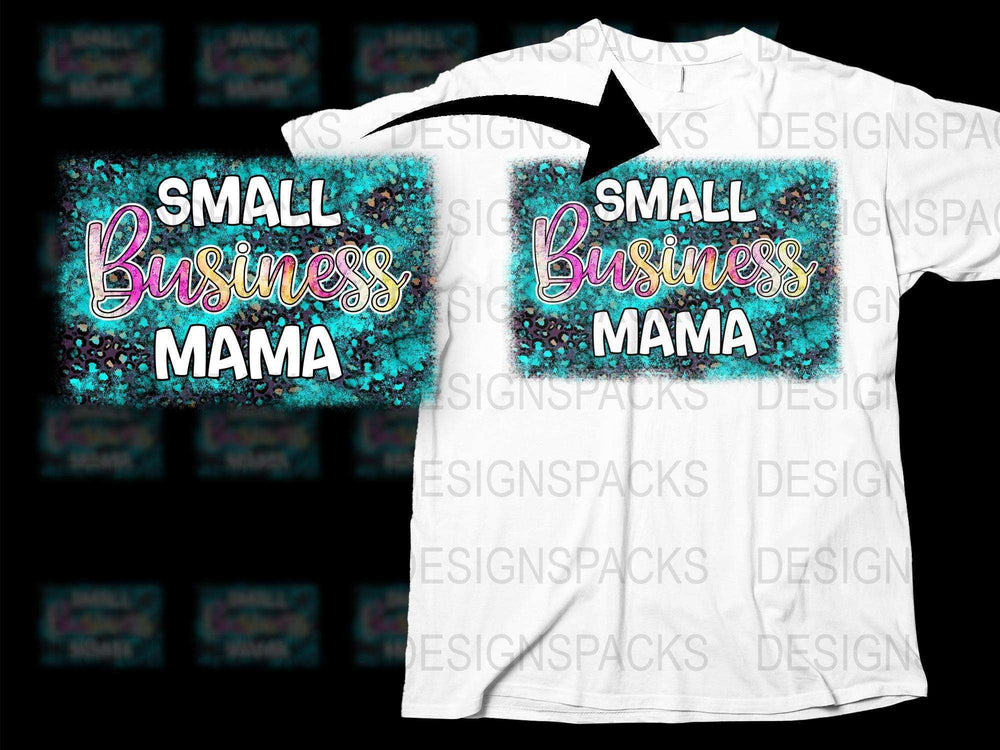 Small Business Mama T-Shirt, Women's Entrepreneur Graphic Tee, Colorful Glitter Design, Support Local Business Top