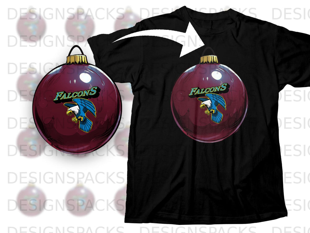 Black t-shirt with full-body falcon design within a dark red ornament.