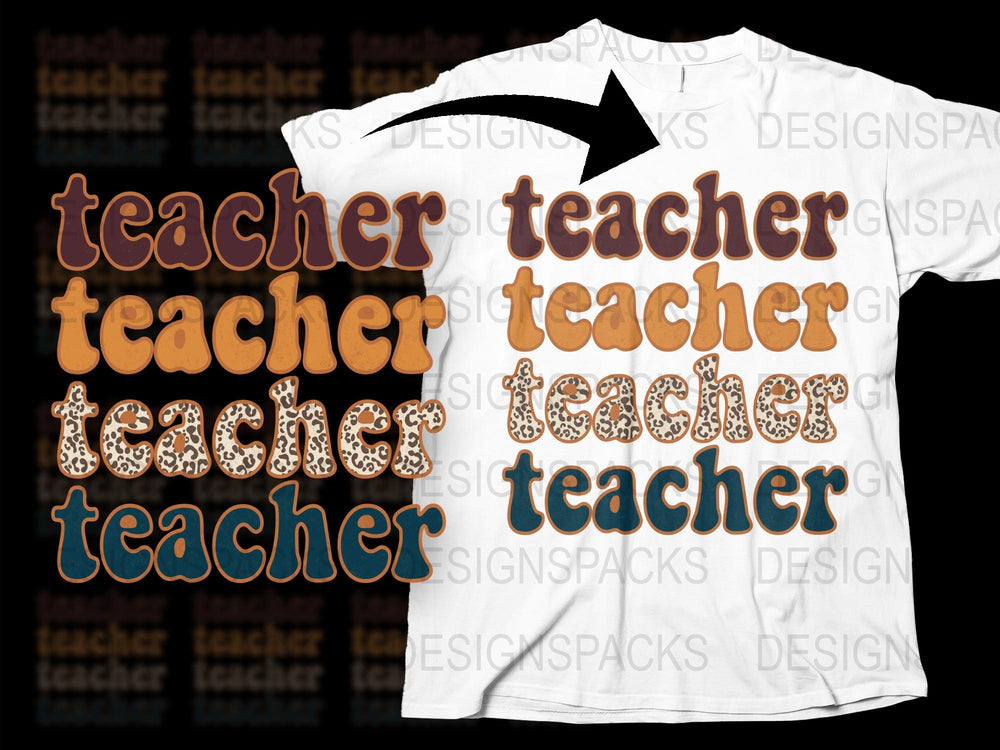 Teacher Typography T-Shirt, Unique Graphic Tee, Stylish Font Design, Casual Apparel for Educators