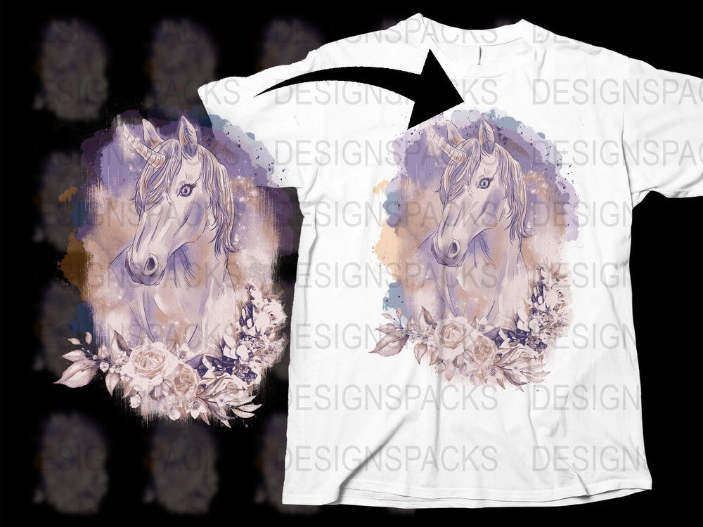 Watercolor Horse T-Shirt, Floral Print Horse Design, Unisex Tee, Equestrian Gift Idea