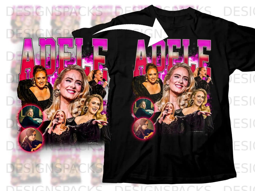 Adele Concert Collage Black Graphic Shirt