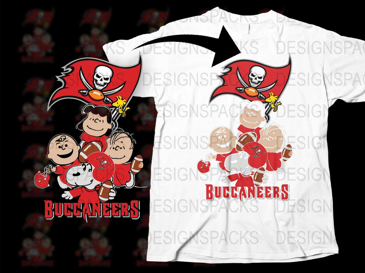 Charlie Brown Buccaneers Themed T-Shirt, Peanuts Cartoon Characters, Kids and Adult Sizes Available