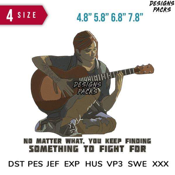 Guitarist design for DTF DTG embroidery, 4 sizes, print-ready formats including PES, DST, SVG