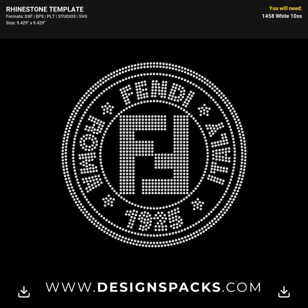 Fendi Roma Italy 1925 Rhinestone Digital Template