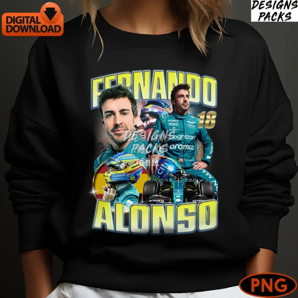 Fernando Alonso F1 Racing Digital Png Instant Download Motorsport Wall Art Gift For Fans