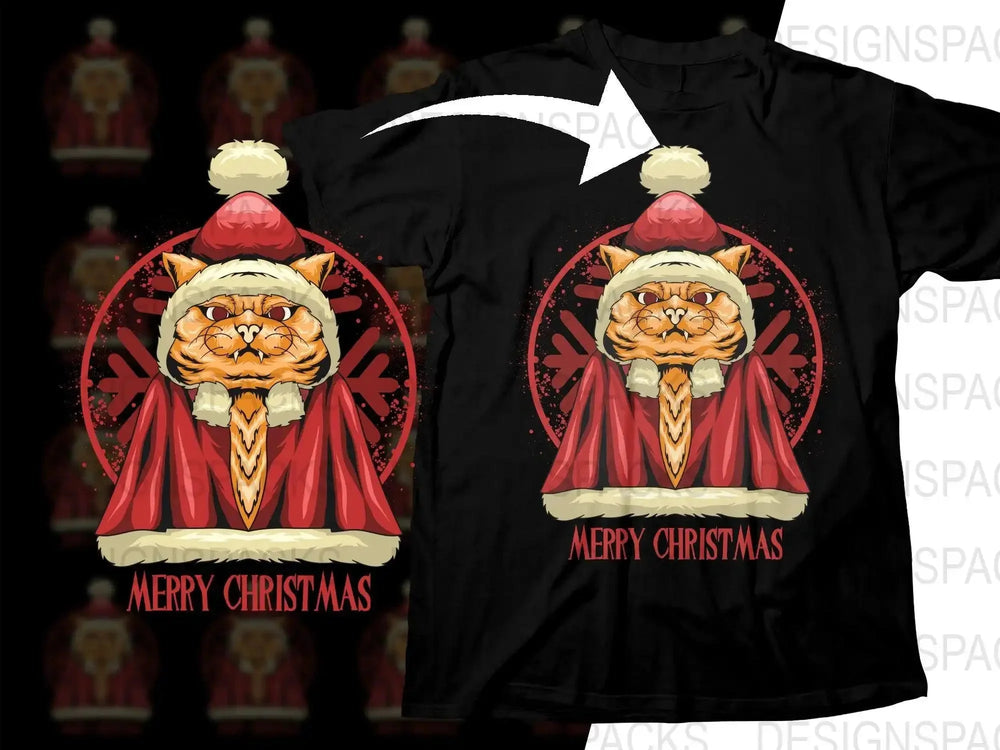 Festive Angry Santa Cat Character Merry Christmas Png Digital Download