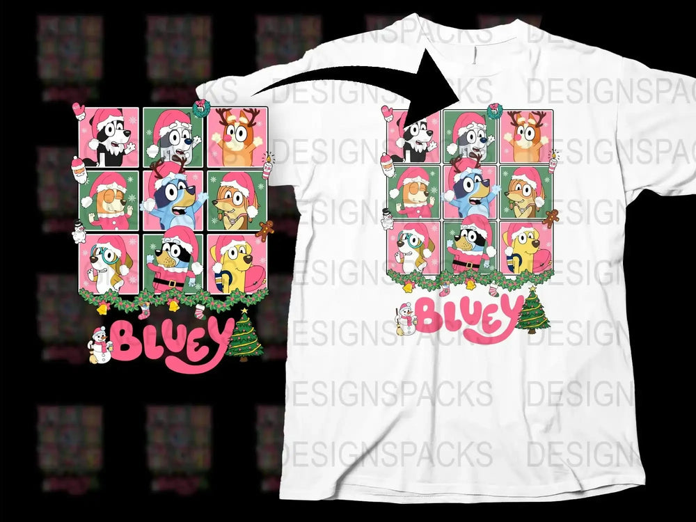 Bluey Kids T-Shirt Cartoon Characters Family Fun Graphic Tee Boys Girls Casual Wear
