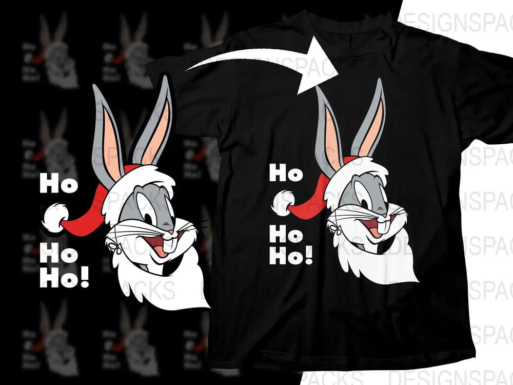 Festive Bugs Bunny Santa Hat Christmas Graphic Png Digital Download