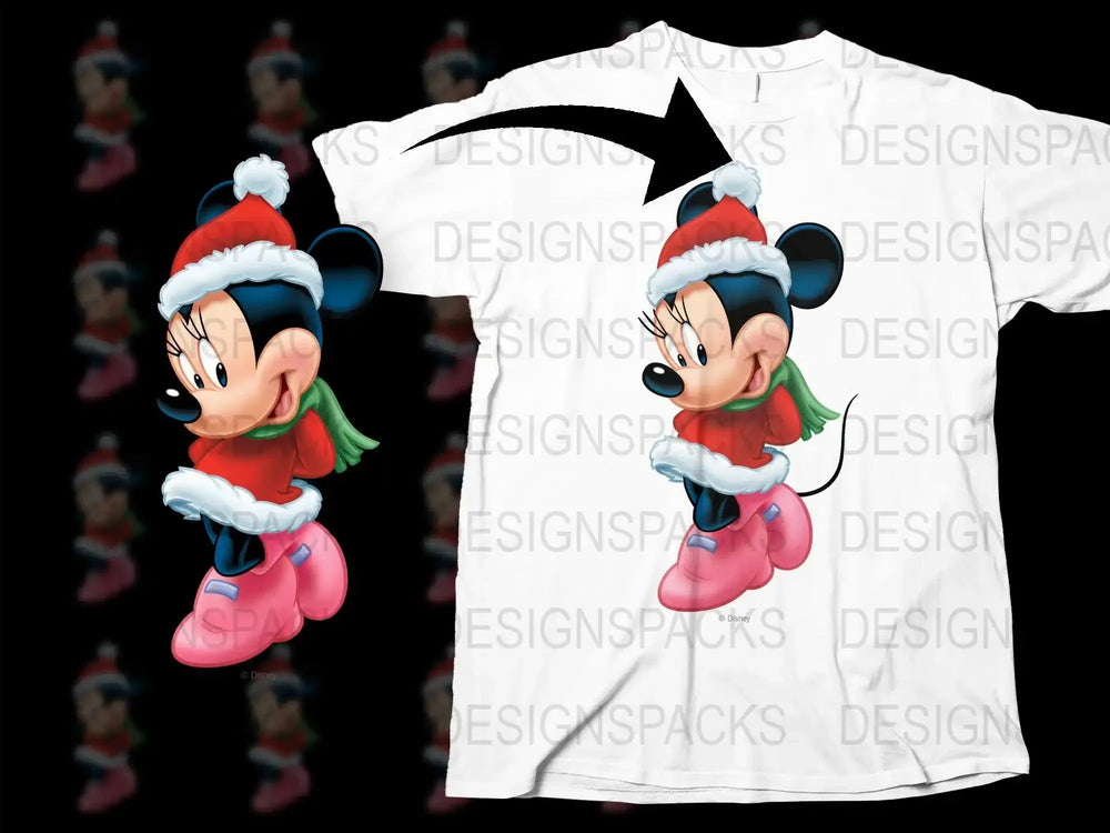 Festive Christmas Disney Minnie Mouse Santa Png Digital Download