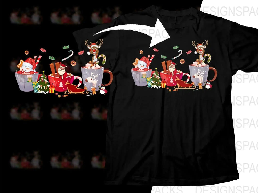 Festive Christmas Png Digital Download with Santa Snowman and Reindeer