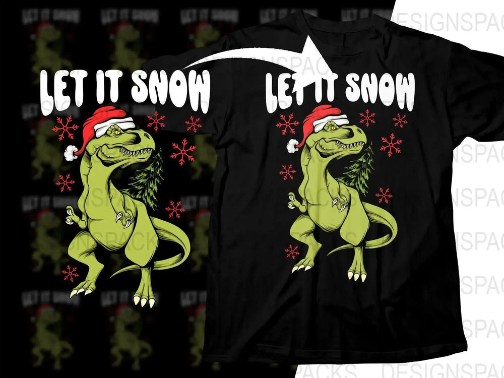 Festive Christmas T-Rex with Santa Hat Design Png Digital Download